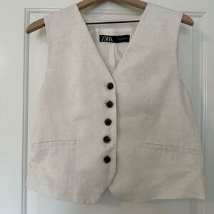 Zara Cream Buttoned Vest